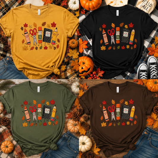 Fall Teacher School Supplies T-Shirt – Cute Autumn Classroom Tee