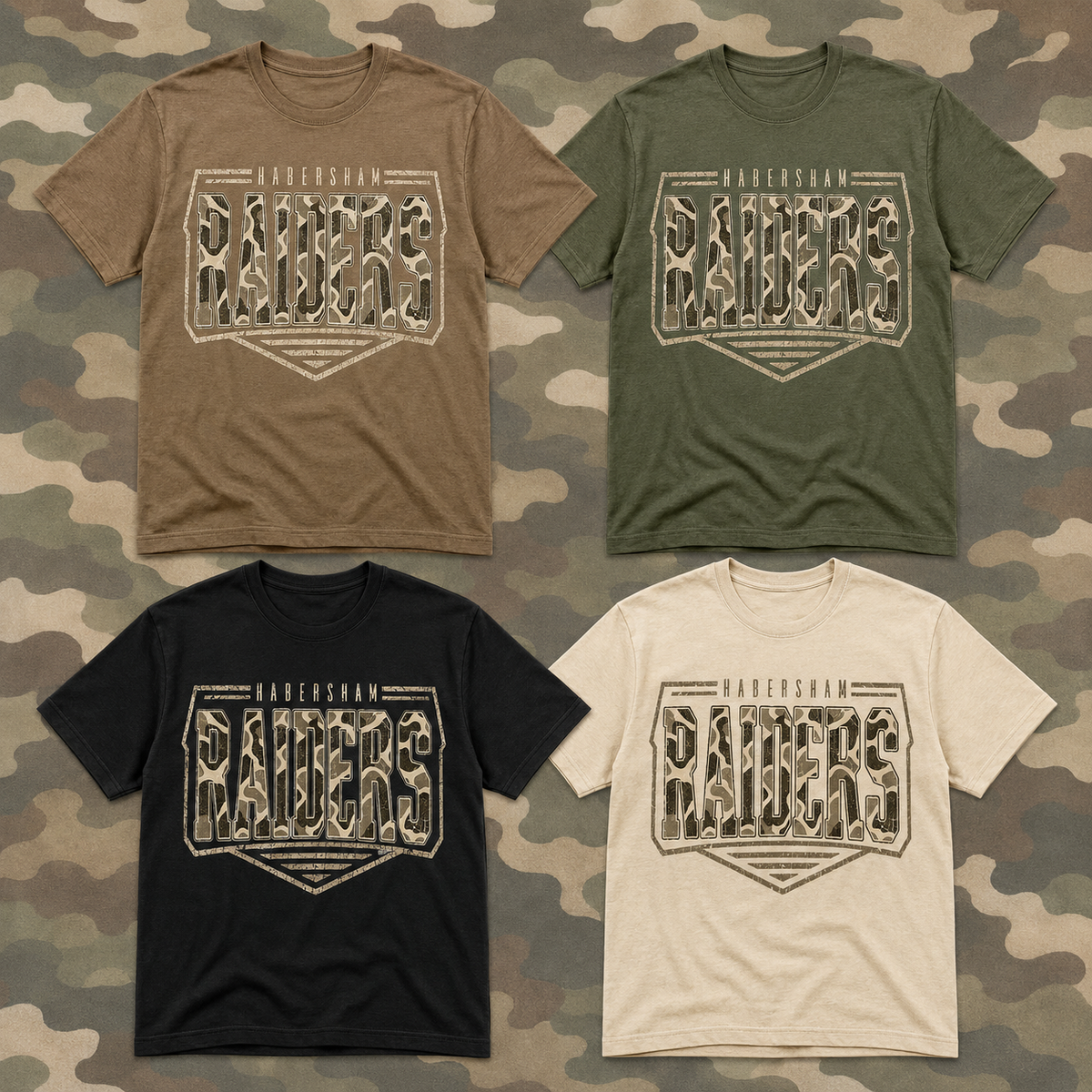 Habersham Raiders Camo Badge Tee | Vintage Football Spirit Shirt