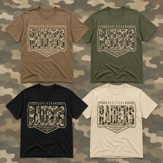 Habersham Raiders Camo Badge Tee | Vintage Football Spirit Shirt