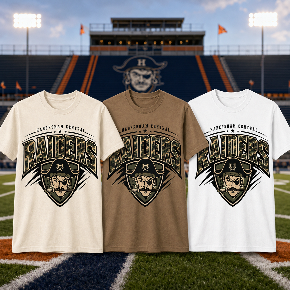 Habersham Raiders Fall T-Shirt | Camo Leopard Pumpkin Spirit Tee (Copy)