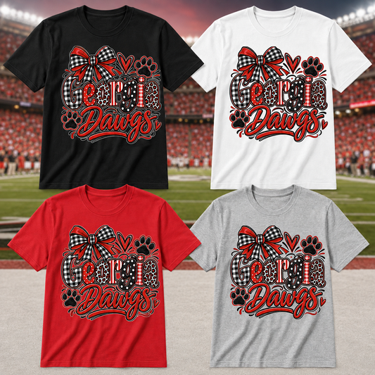 Georgia Dawgs Bow Graphic Tee | Georgia Game Day Shirt