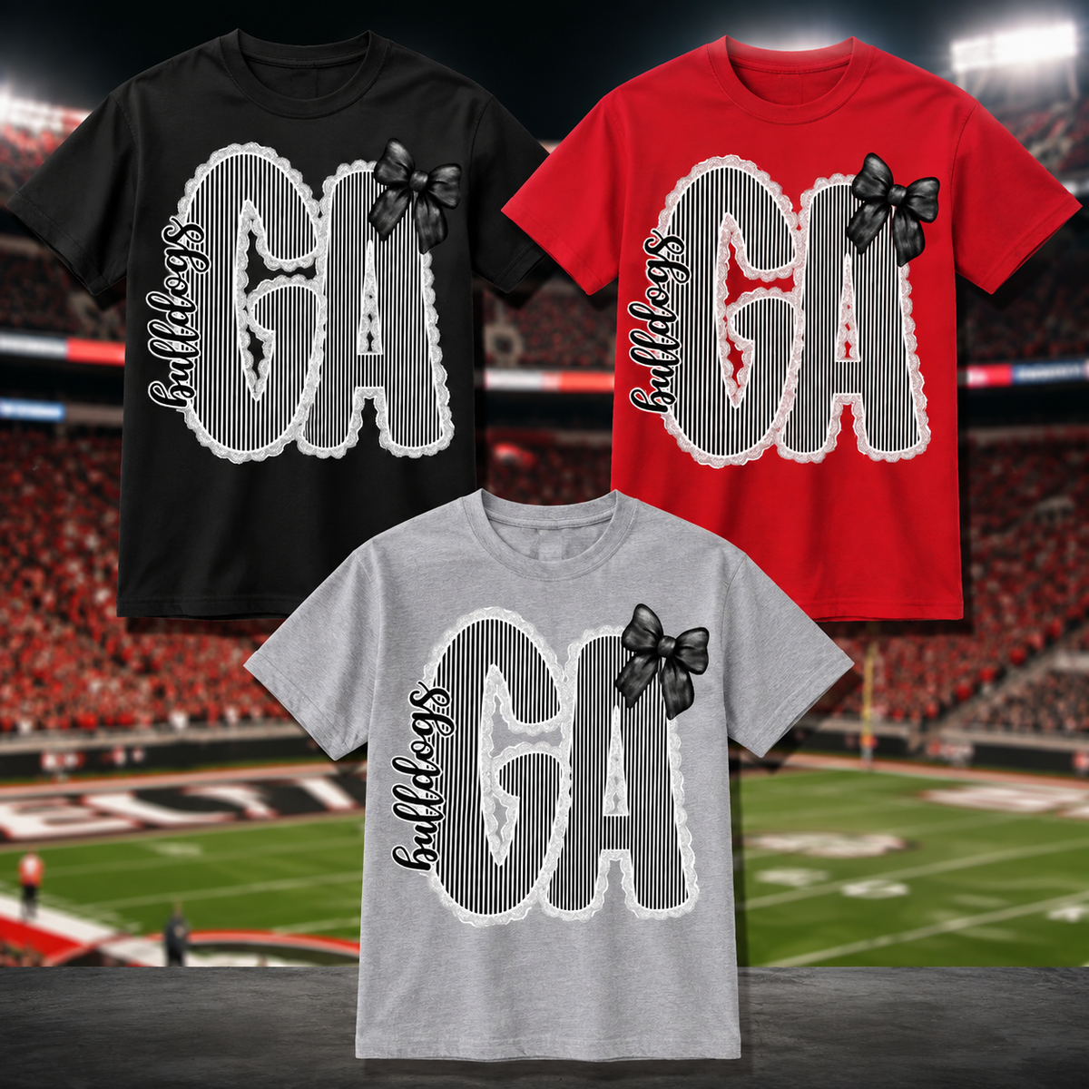 GA Bulldogs Bow Graphic Tee | Georgia Game Day Shirt