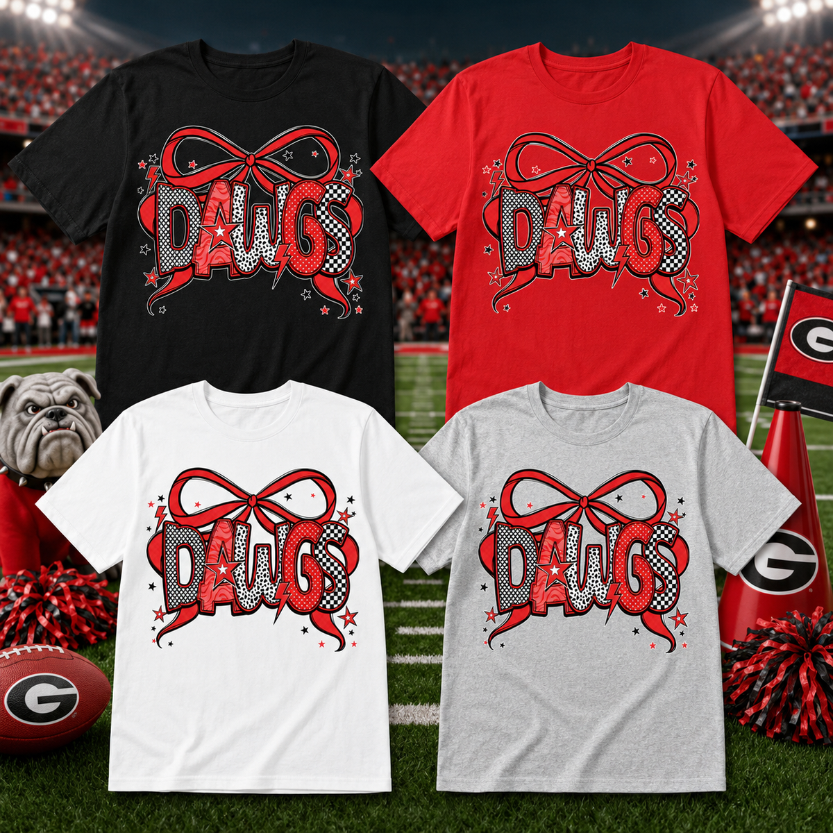 DAWGS Bow Graphic Tee | Georgia Game Day Shirt