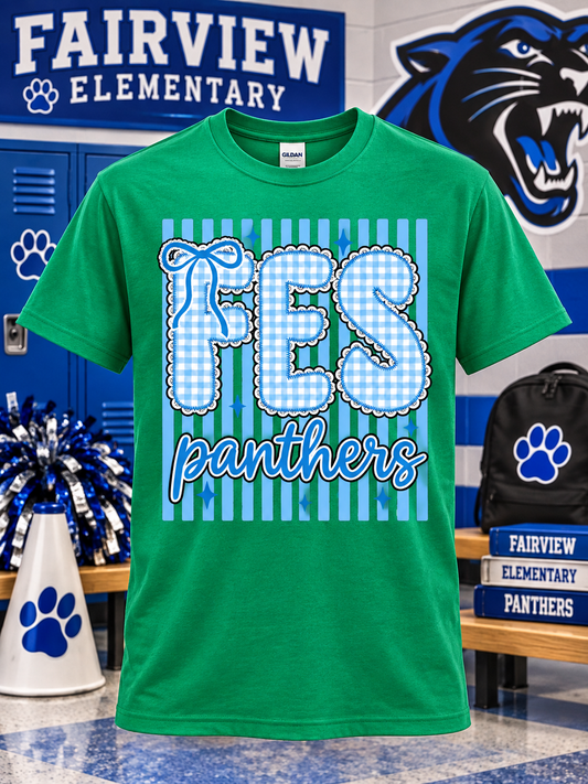FES Panthers Gingham Bow Tee