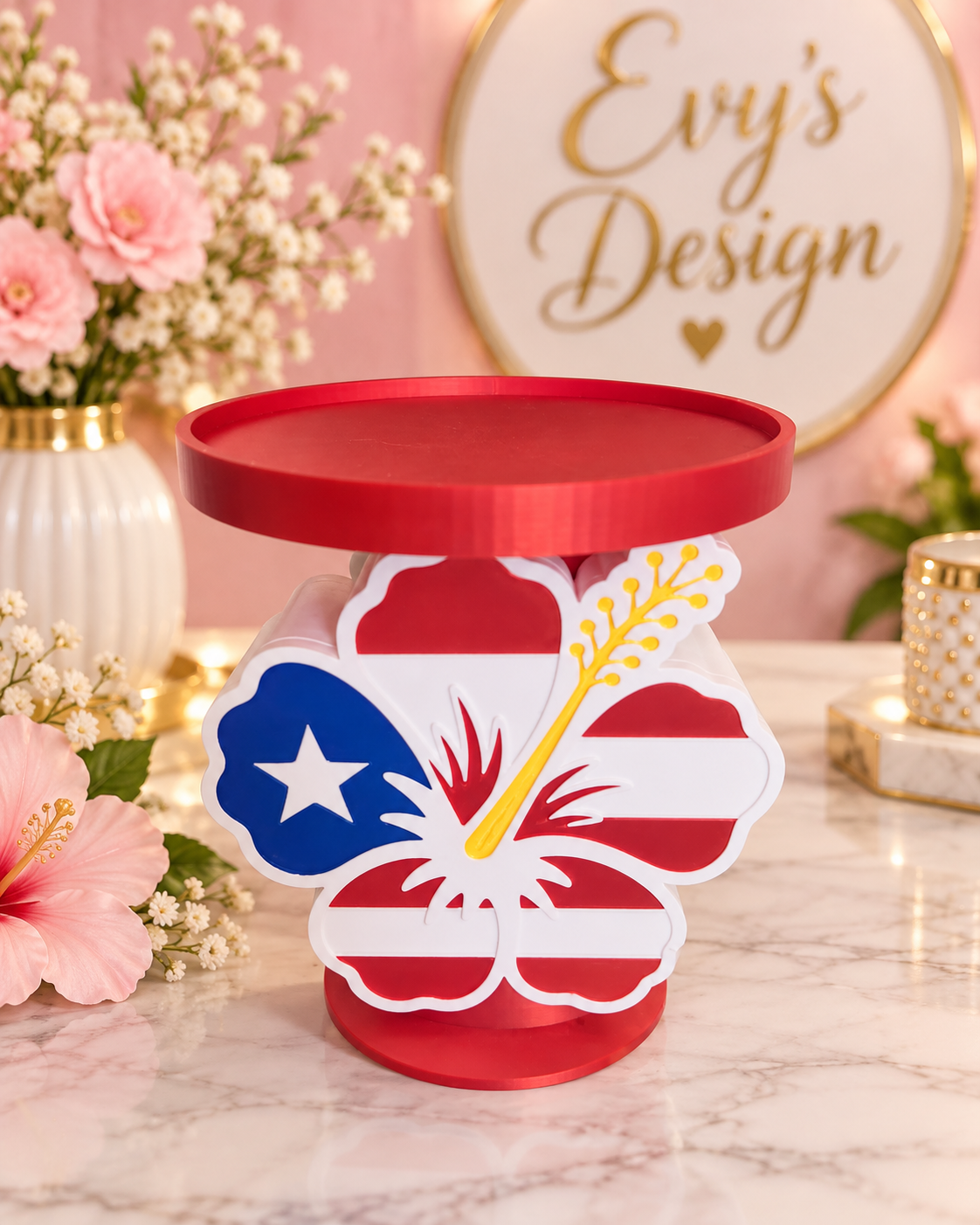Puerto Rico Hibiscus 3D Candle Holder