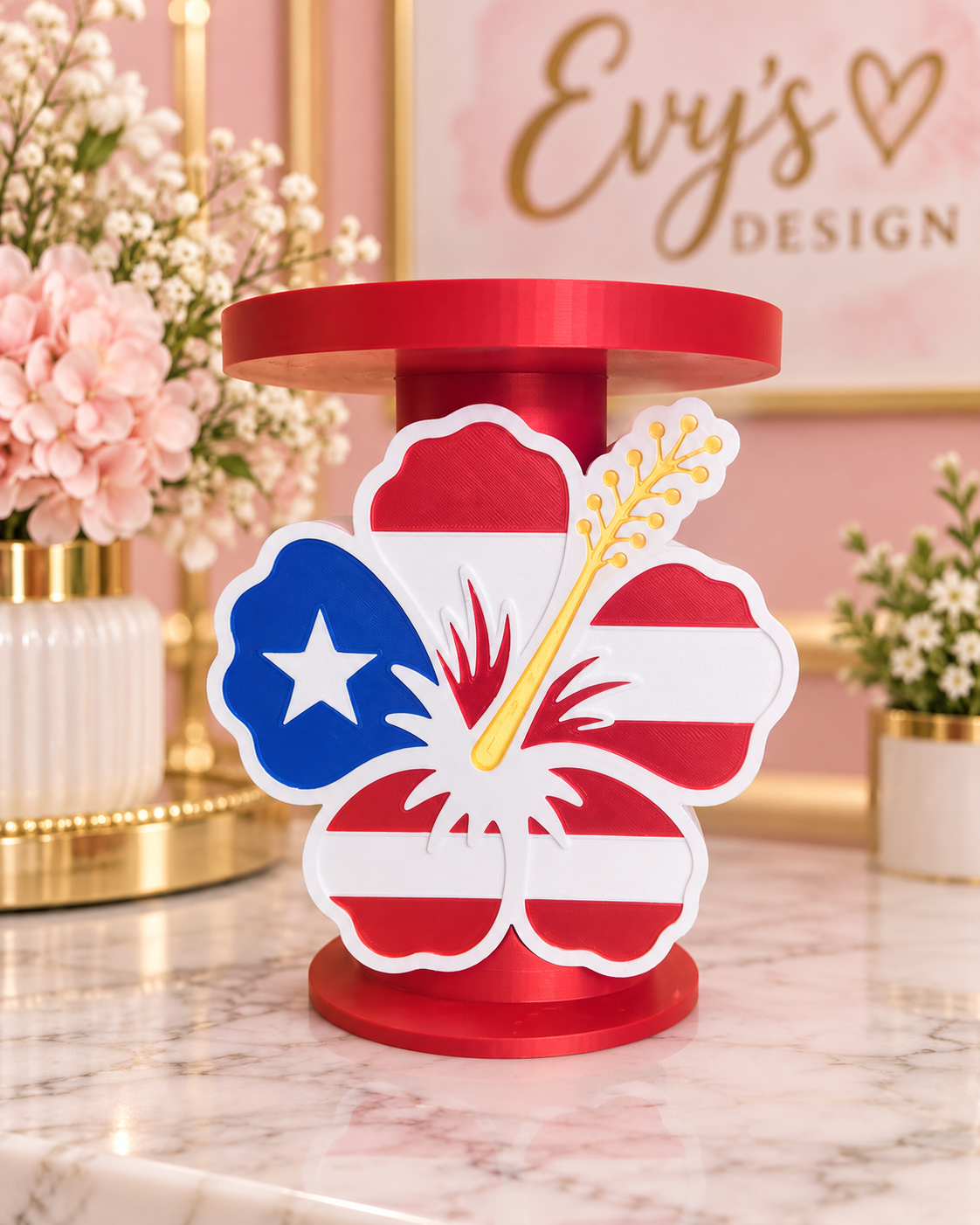 Puerto Rico Hibiscus 3D Candle Holder