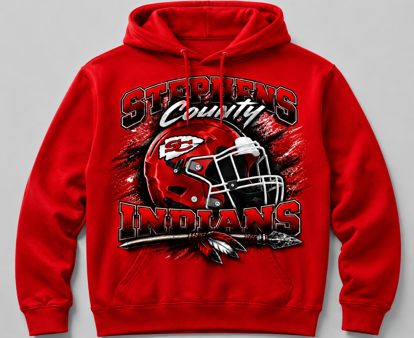 Stephens County Indians Football Team T-Shirt | Red, Black & White