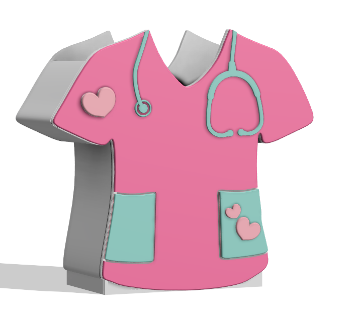 3D Nurse Scrub Top Desk Organizer – Pencil Holder & Sticky Note Set