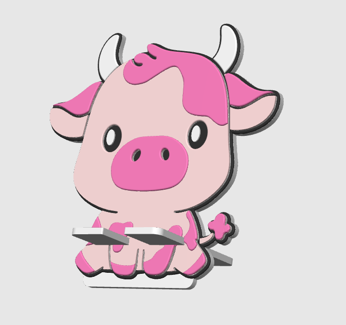 3D Pink Cow Desk Organizer Set