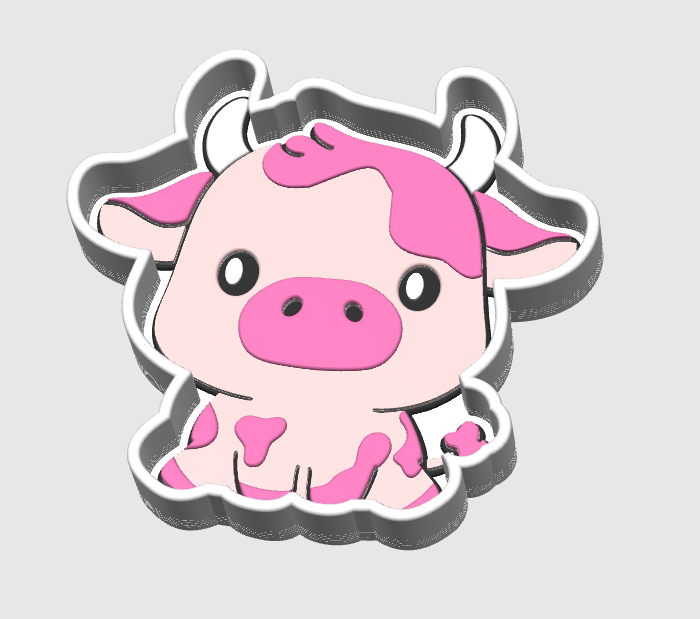 3D Pink Cow Desk Organizer Set