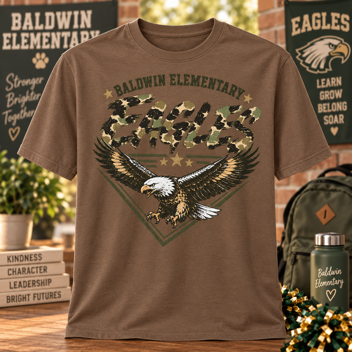 Baldwin Elementary Eagles Camo Spirit Shirt