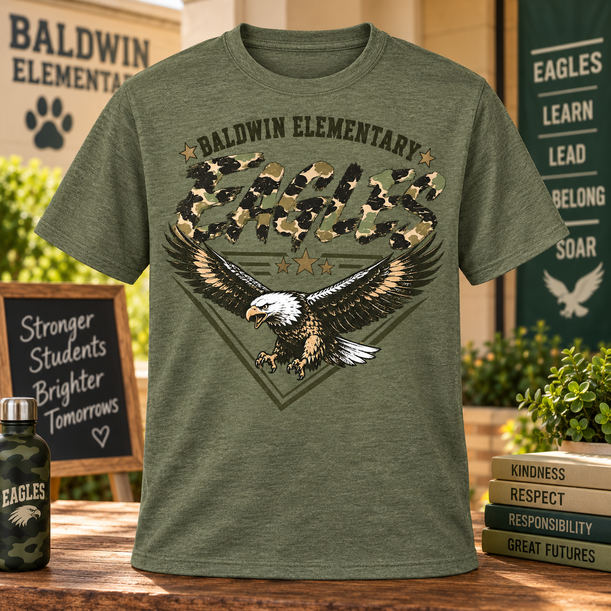 Baldwin Elementary Eagles Camo Spirit Shirt