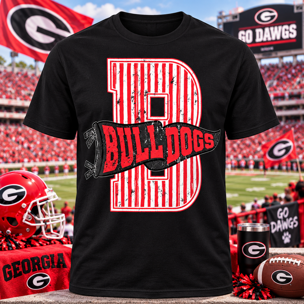 Georgia Bulldogs Distressed Varsity Tee | Game Day Shirt